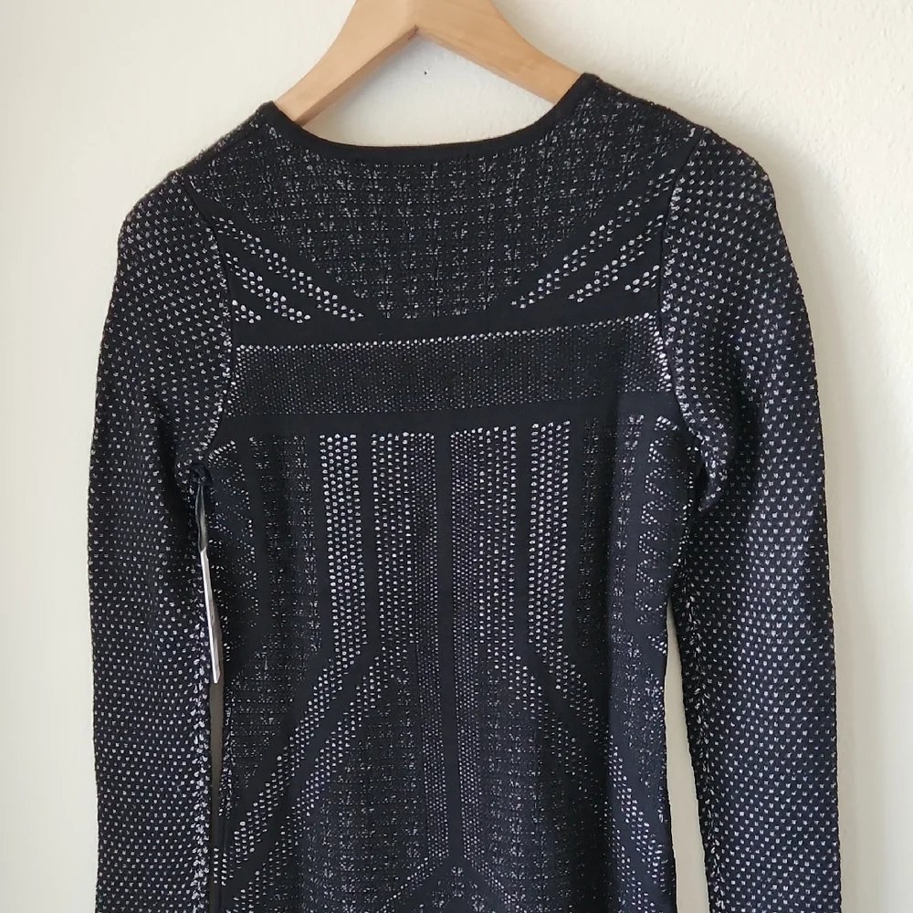 DEX Black Knit Sweater Dress Mini Bodycon Textured Sz M NWT Baddie LBD